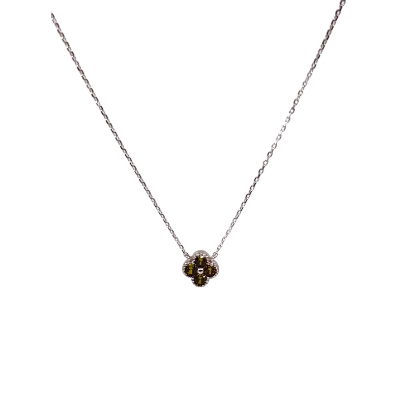 Collana quadrifoglio con zirconi verdi