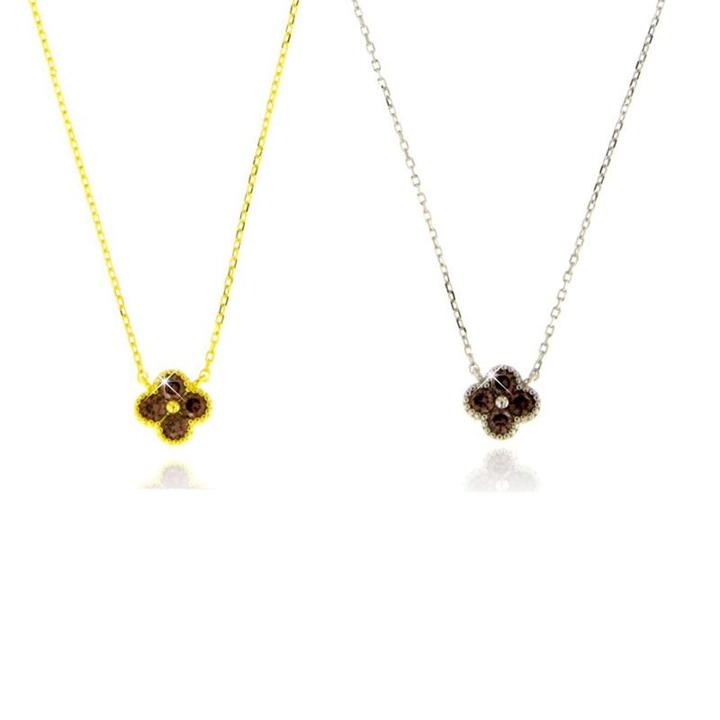 Collana quadrifoglio con zirconi