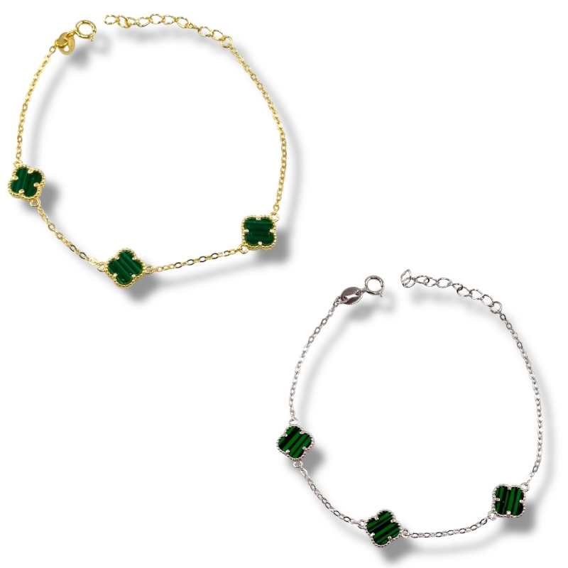 Bracciale 3 quadrifogli verdi