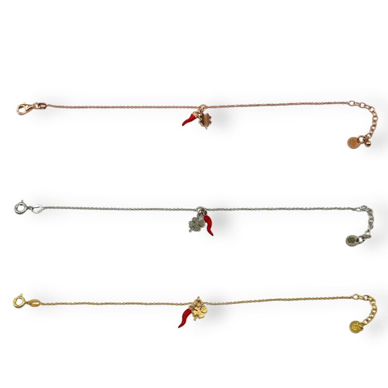 Bracciale corno e quadrifoglio