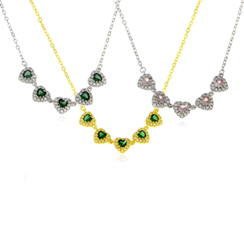 Collana cinque cuori zirconati