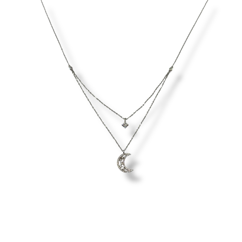 Collana doppio filo con luna e punto luce