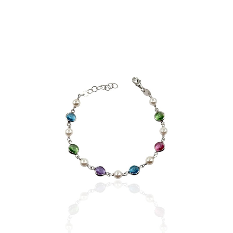 Bracciale perle e zirconi colorati