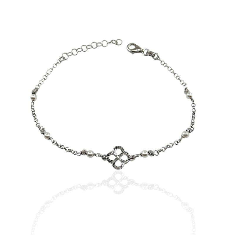 Bracciare quadrifoglio e perle