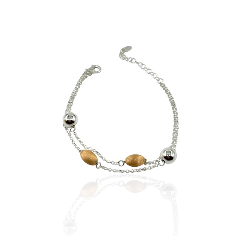 Bracciale con sfere ed ovali satinati