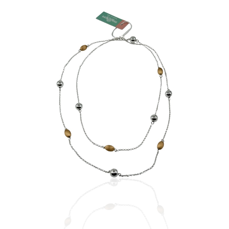 Collana con sfere ed ovali satinati