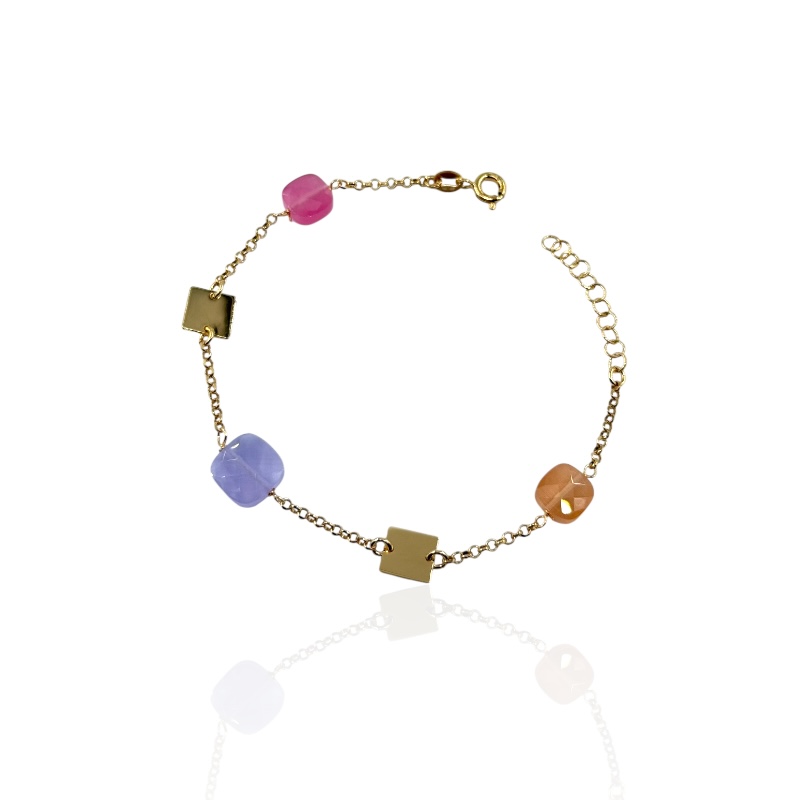 Bracciale quadri e pietre colorate