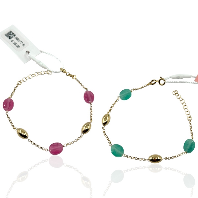 Bracciale con ovali lucidi e pieietre ovali