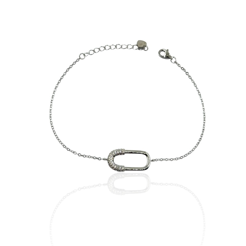 Bracciale con centrale ovale zirconato