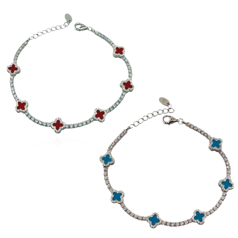 Bracciale Tennis con quadrifogli