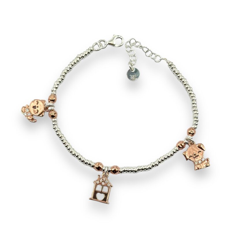 Bracciale Rondelle e charms ramati