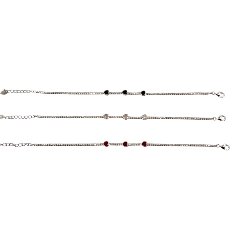Bracciale tennis con cuoricini zirconati