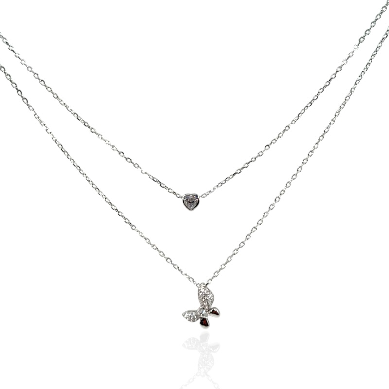 Doppia collana con fiocchetto