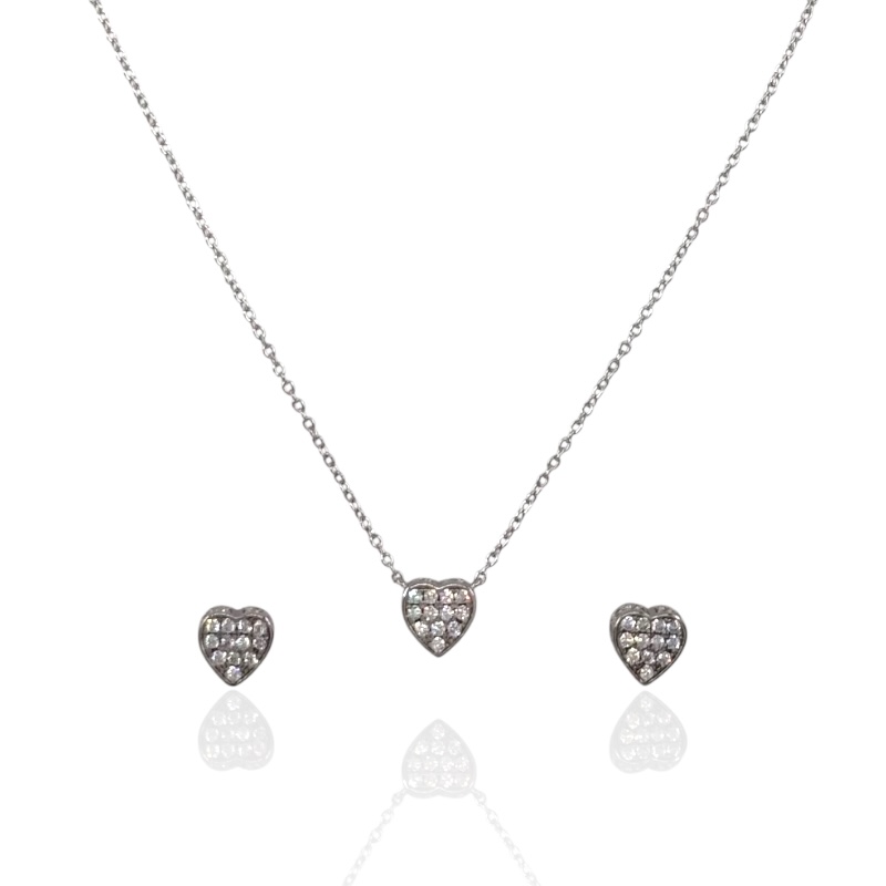 Collana e orecchini cuori ziconati