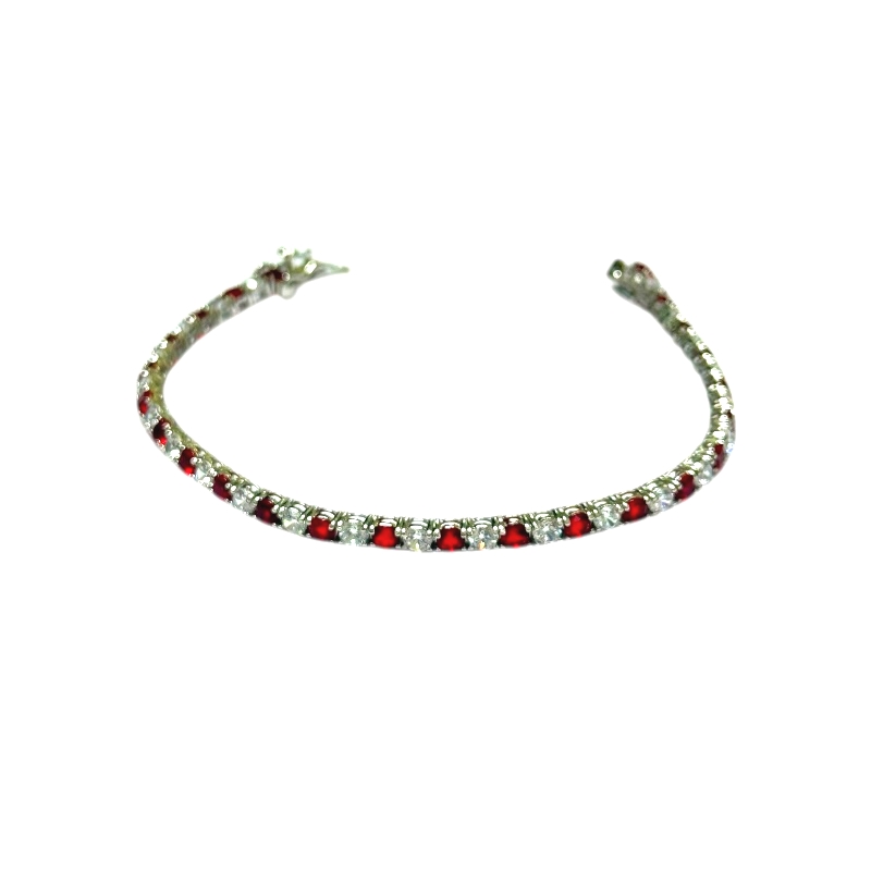 Bracciale tennis bianco e rosso