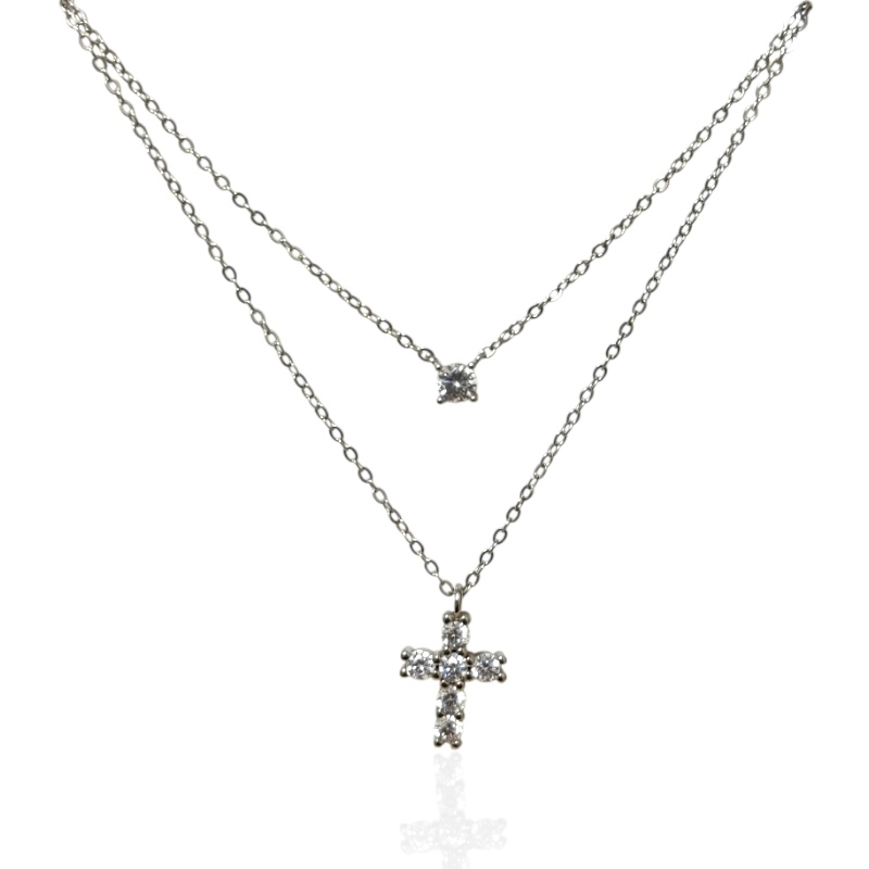 Collana croce e zircone