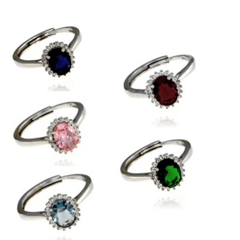 Anello zircone ovale e giro di zirconi