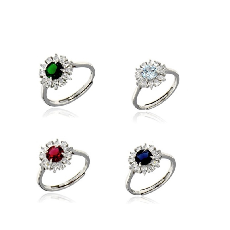 Anello Fiore e zirconi