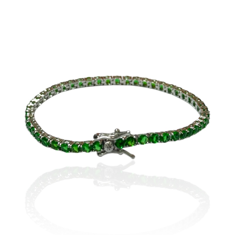 Bracciale tennis verde 3 mm 18 cm