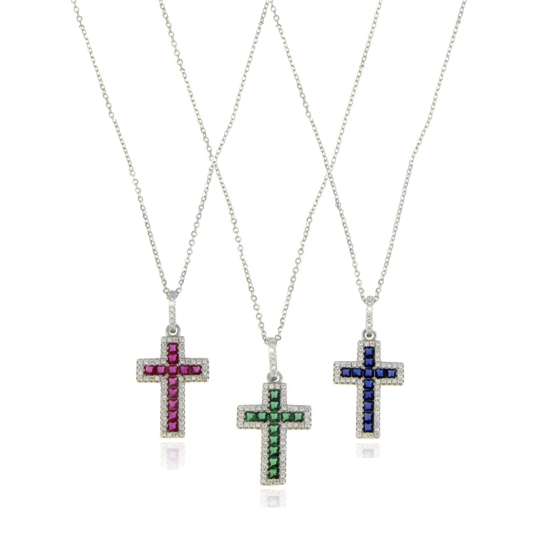 Collana croce con zirconi