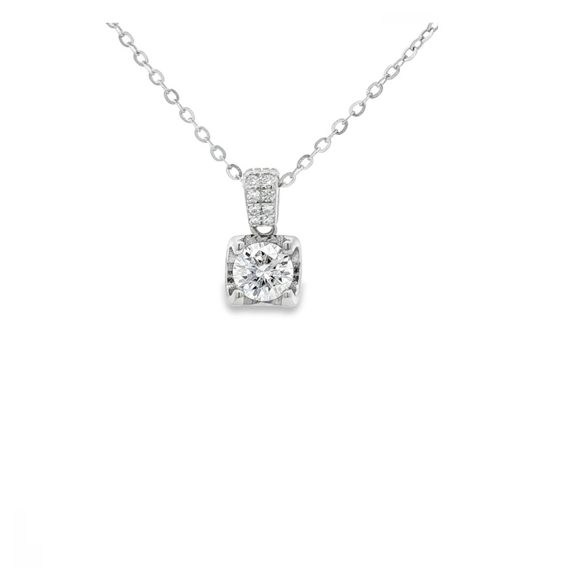 Collana punto luce moissanite 5 mm