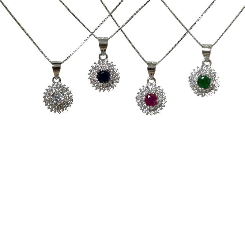 Collana zircone centrale colorato