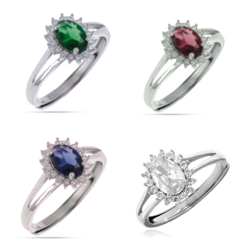 Anello zircone ovale
