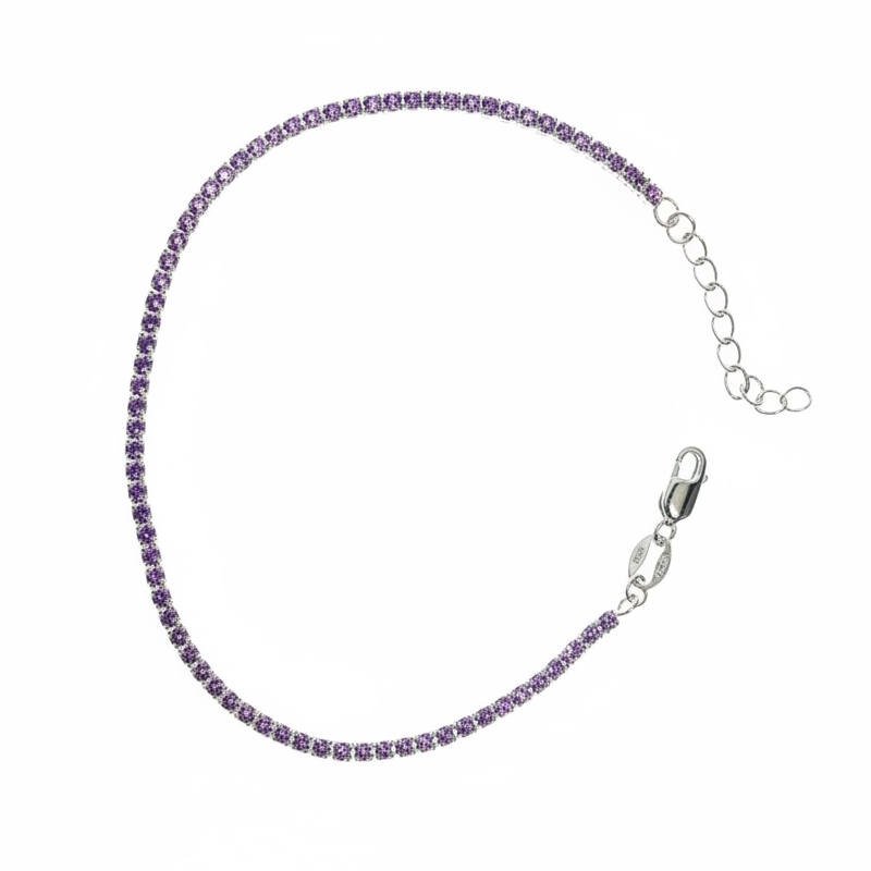 Bracciale Tennis zirconi lilla 16+4 cm 1,5 mm