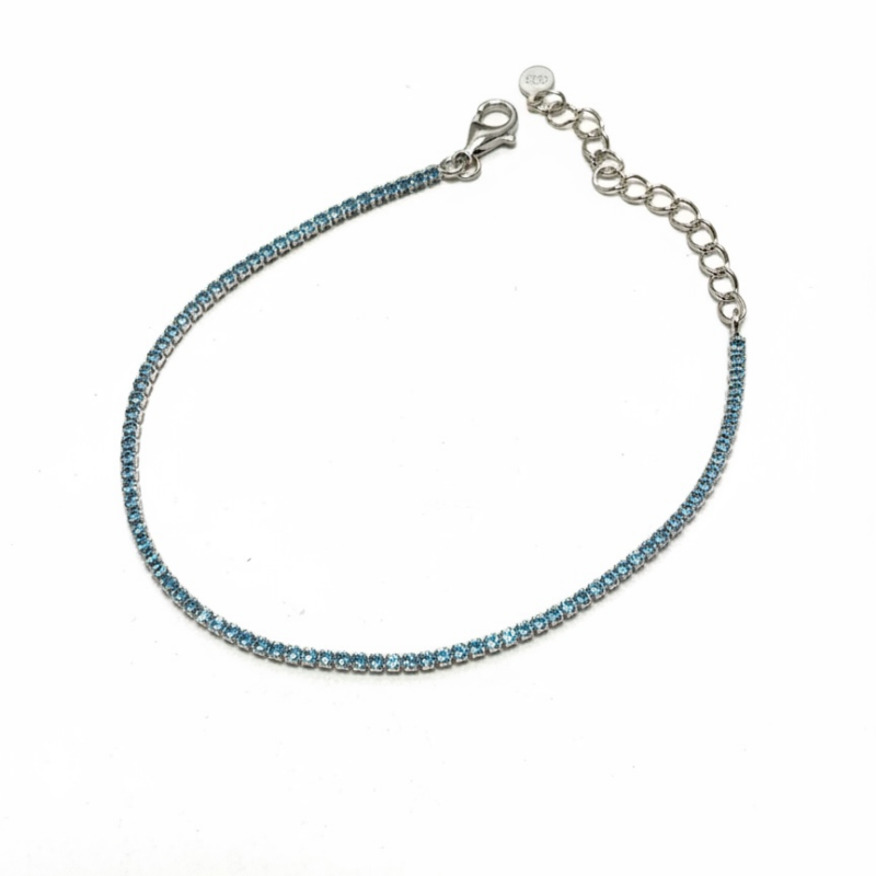 Bracciale Tennis zirconi azzurri 16+4 cm 1,5 mm