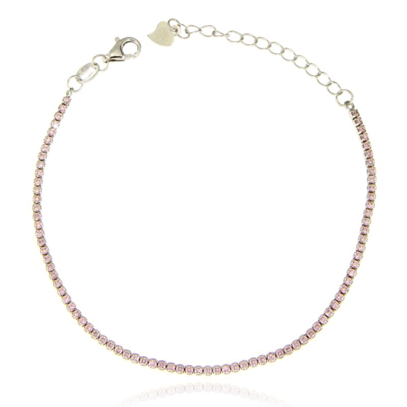 Bracciale Tennis zirconi rosa 16+4 cm 1,5 mm