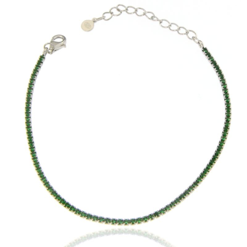 Bracciale Tennis zirconi verdi 16+4 cm 1,5 mm