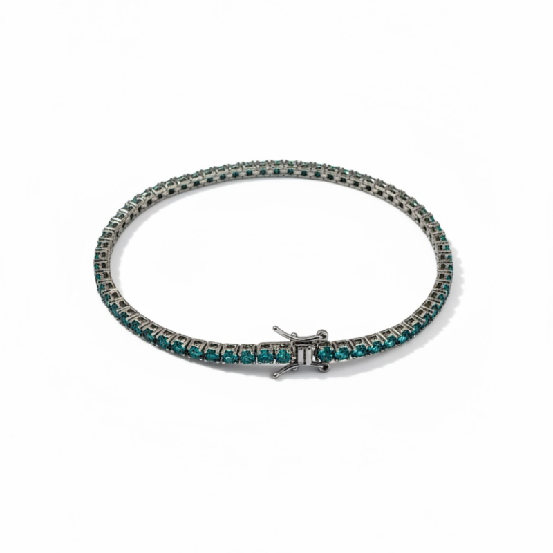 Bracciale tennis azzurro 2,5 mm 18 cm