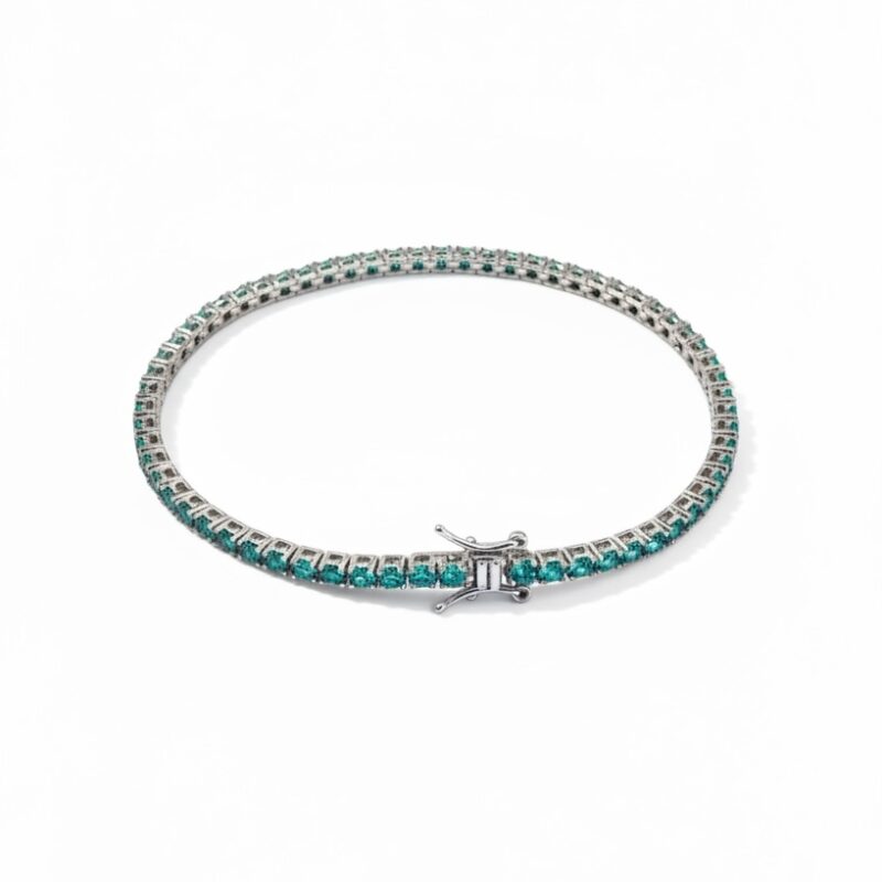 Bracciale tennis con zirconi azzurri da 2 mm 18 cm