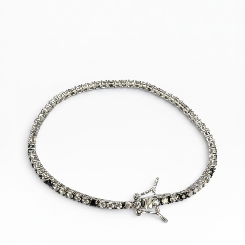 Bracciale tennis con zirconi Bianchi e Neri da 2 mm 18 cm