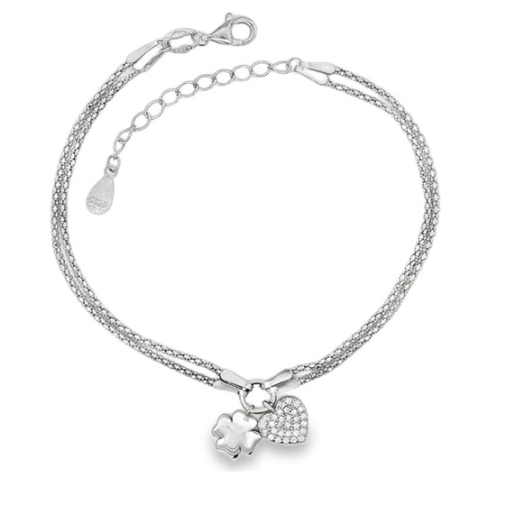 Bracciale cuore e quadrifoglio